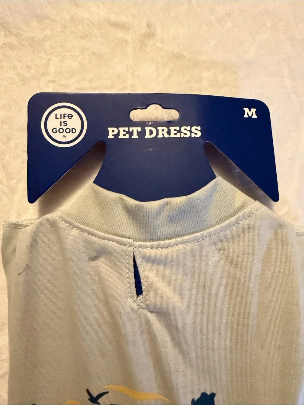 Life is Good Pet Dress in Light Sage with Navy Graphic Size Medium NEW